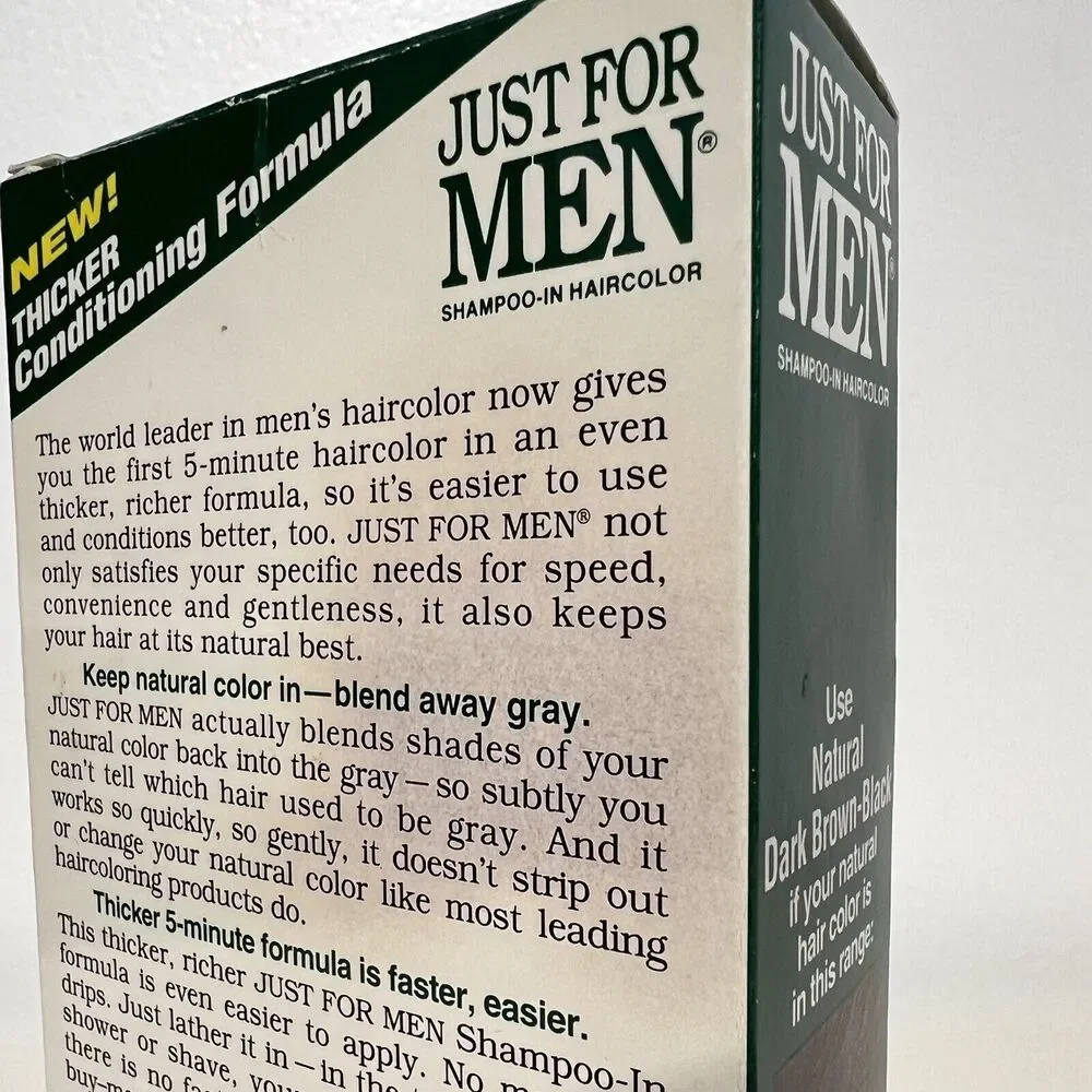 Just For Men Shampoo In Hair Color Natural Dark Brown Black Vintage Prop